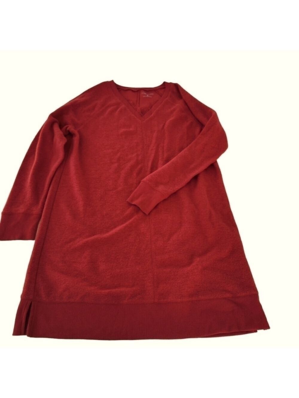 Maurices Red sz M cozy cotton knit lace V neck sweater dress